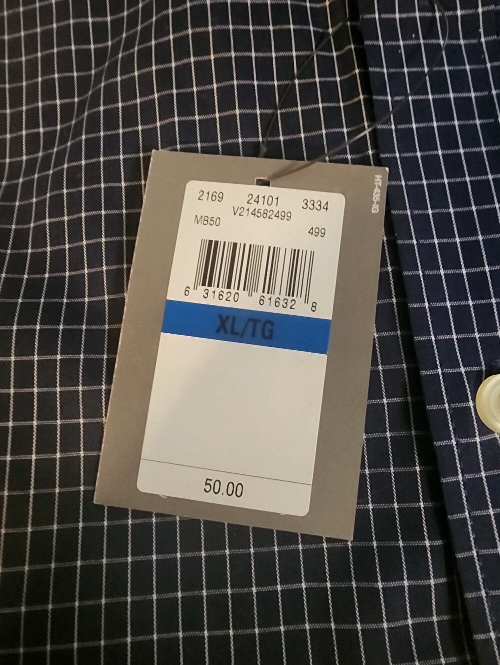 Van Heusen Navy and White Windowpane Button-Down Dress Shirt New WTags 17- 171/2 - Picture 3 of 3